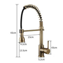 ZPSPZ Antique Brass Kitchen Tap with Pull Out Spray, 360° Swivel Hot and Cold Single Handle Retro Kitchen Mixer Taps - Brass Finish, Brown