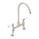ENKI, Astbury, KT104, Deck Mounted Antique Brass, Kitchen Sink Mixer Tap, Featuring a Swivel Swan Neck Spout and Quarter Turn Ceramic Levers, Solid Brass Construction, Traditional Design
