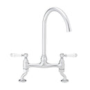 ENKI, Astbury, KT104, Deck Mounted Antique Brass, Kitchen Sink Mixer Tap, Featuring a Swivel Swan Neck Spout and Quarter Turn Ceramic Levers, Solid Brass Construction, Traditional Design