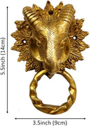 Purpledip Brass Metal Door Knocker: Antique Design Ram Head Gate Handle (11017)