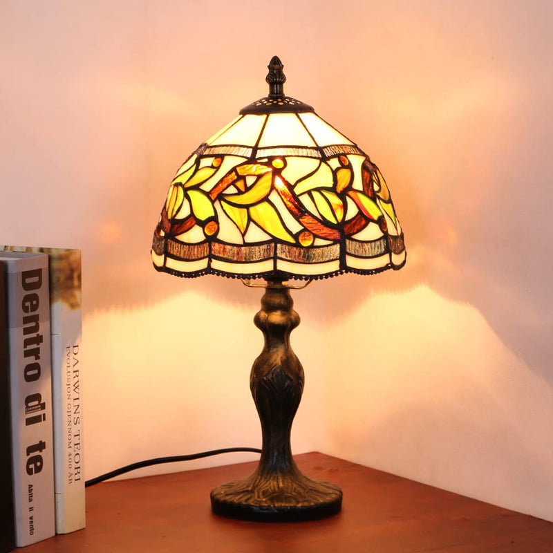 MIAOKE Stained Table Lamp Stained Glass Table Light, Handmade Desk Bedside Table Night Lamp, Antique Art Craft Gifts Lover Kid Living Room Bedroom Study Bookcase Desk Ligh
