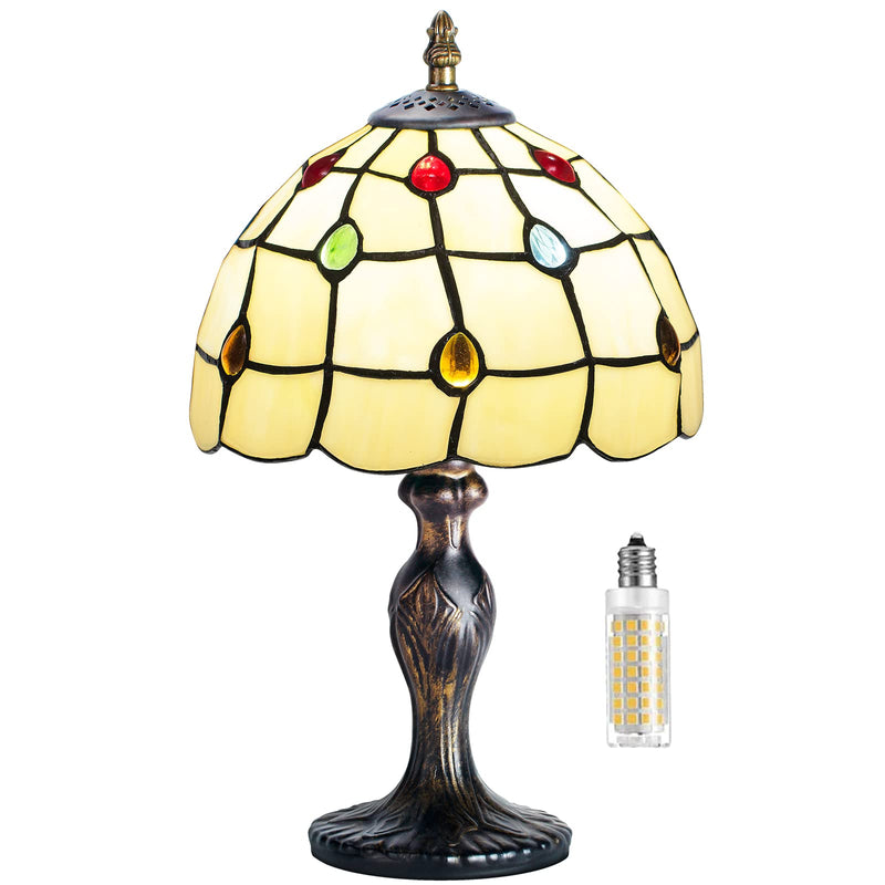 MIAOKE Stained Table Lamp Stained Glass Table Light, Handmade Desk Bedside Table Night Lamp, Antique Art Craft Gifts Lover Kid Living Room Bedroom Study Bookcase Desk Ligh