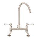 ENKI, Astbury, KT104, Deck Mounted Antique Brass, Kitchen Sink Mixer Tap, Featuring a Swivel Swan Neck Spout and Quarter Turn Ceramic Levers, Solid Brass Construction, Traditional Design