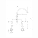 ENKI, Astbury, KT104, Deck Mounted Antique Brass, Kitchen Sink Mixer Tap, Featuring a Swivel Swan Neck Spout and Quarter Turn Ceramic Levers, Solid Brass Construction, Traditional Design