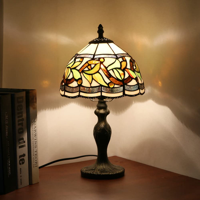 MIAOKE Stained Table Lamp Stained Glass Table Light, Handmade Desk Bedside Table Night Lamp, Antique Art Craft Gifts Lover Kid Living Room Bedroom Study Bookcase Desk Ligh