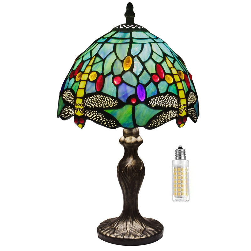 MIAOKE Stained Table Lamp Stained Glass Table Light, Handmade Desk Bedside Table Night Lamp, Antique Art Craft Gifts Lover Kid Living Room Bedroom Study Bookcase Desk Ligh