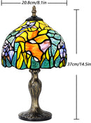MIAOKE Stained Table Lamp Stained Glass Table Light, Handmade Desk Bedside Table Night Lamp, Antique Art Craft Gifts Lover Kid Living Room Bedroom Study Bookcase Desk Ligh