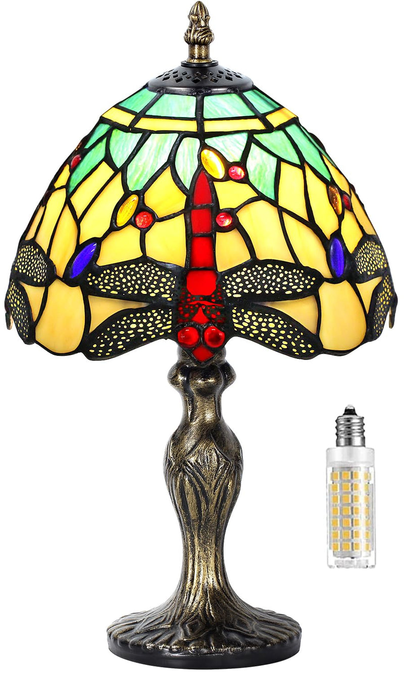 MIAOKE Stained Table Lamp Stained Glass Table Light, Handmade Desk Bedside Table Night Lamp, Antique Art Craft Gifts Lover Kid Living Room Bedroom Study Bookcase Desk Ligh