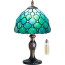 MIAOKE Stained Table Lamp Stained Glass Table Light, Handmade Desk Bedside Table Night Lamp, Antique Art Craft Gifts Lover Kid Living Room Bedroom Study Bookcase Desk Ligh