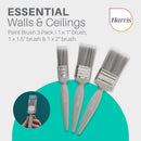 Harris Essentials Walls & Ceilings Paint Brushes, 3 Brush Pack, 1", 1.5", 2"