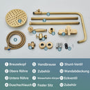 Rozin Antique Brass Shower System with 8 Inch Rain Shower Head and Hand Shower Single Handle Ready Wall Mounted Retro Shower Set