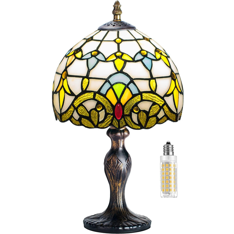 MIAOKE Stained Table Lamp Stained Glass Table Light, Handmade Desk Bedside Table Night Lamp, Antique Art Craft Gifts Lover Kid Living Room Bedroom Study Bookcase Desk Ligh