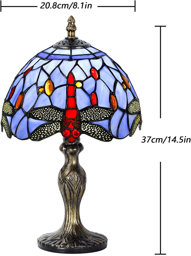 MIAOKE Stained Table Lamp Stained Glass Table Light, Handmade Desk Bedside Table Night Lamp, Antique Art Craft Gifts Lover Kid Living Room Bedroom Study Bookcase Desk Ligh