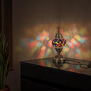 DEMMEX Handmade Colorful Mosaic Glass Table Desk Bedside Lamp Lampshade with Antique Brass Base, Small 11.8x5.5 in. (Middle East Rug)