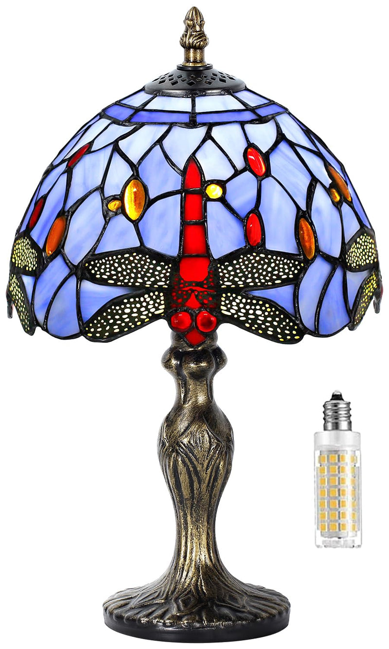 MIAOKE Stained Table Lamp Stained Glass Table Light, Handmade Desk Bedside Table Night Lamp, Antique Art Craft Gifts Lover Kid Living Room Bedroom Study Bookcase Desk Ligh