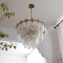 Antique Chandeliers 3-Layer Crystal Glass Chandelier, 9-Lights Round Pendant Light 23.5" Brushed Brass Gold Adjustable Height, Applicable to Dining Room, Bedroom, Living Room, Foyer, Kitchen Island