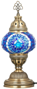 DEMMEX Handmade Colorful Mosaic Glass Table Desk Bedside Lamp Lampshade with Antique Brass Base, Small 11.8x5.5 in. (Middle East Rug)