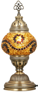 DEMMEX Handmade Colorful Mosaic Glass Table Desk Bedside Lamp Lampshade with Antique Brass Base, Small 11.8x5.5 in. (Middle East Rug)