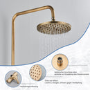 Rozin Antique Brass Shower System with 8 Inch Rain Shower Head and Hand Shower Single Handle Ready Wall Mounted Retro Shower Set