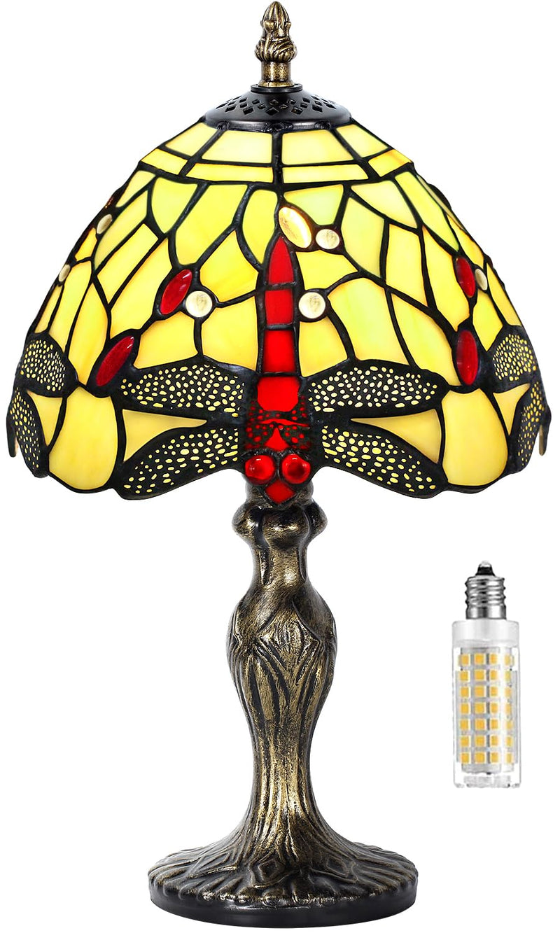 MIAOKE Stained Table Lamp Stained Glass Table Light, Handmade Desk Bedside Table Night Lamp, Antique Art Craft Gifts Lover Kid Living Room Bedroom Study Bookcase Desk Ligh