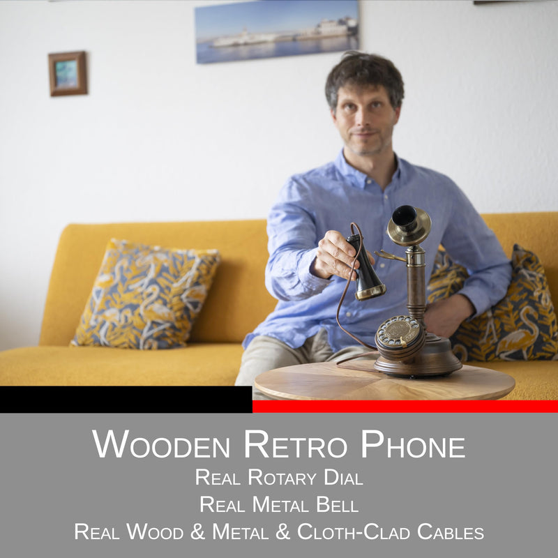 Opis 1921 Cable C: The Radio Vintage Telephone and Candlestick Phone for Home, with Modern Landline Compatibility, an Old-Fashioned Rustic Analogue Phone