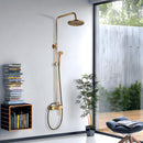 Rozin Antique Brass Shower System with 8 Inch Rain Shower Head and Hand Shower Single Handle Ready Wall Mounted Retro Shower Set