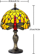 MIAOKE Stained Table Lamp Stained Glass Table Light, Handmade Desk Bedside Table Night Lamp, Antique Art Craft Gifts Lover Kid Living Room Bedroom Study Bookcase Desk Ligh