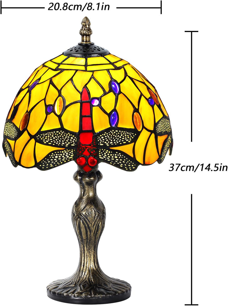 MIAOKE Stained Table Lamp Stained Glass Table Light, Handmade Desk Bedside Table Night Lamp, Antique Art Craft Gifts Lover Kid Living Room Bedroom Study Bookcase Desk Ligh