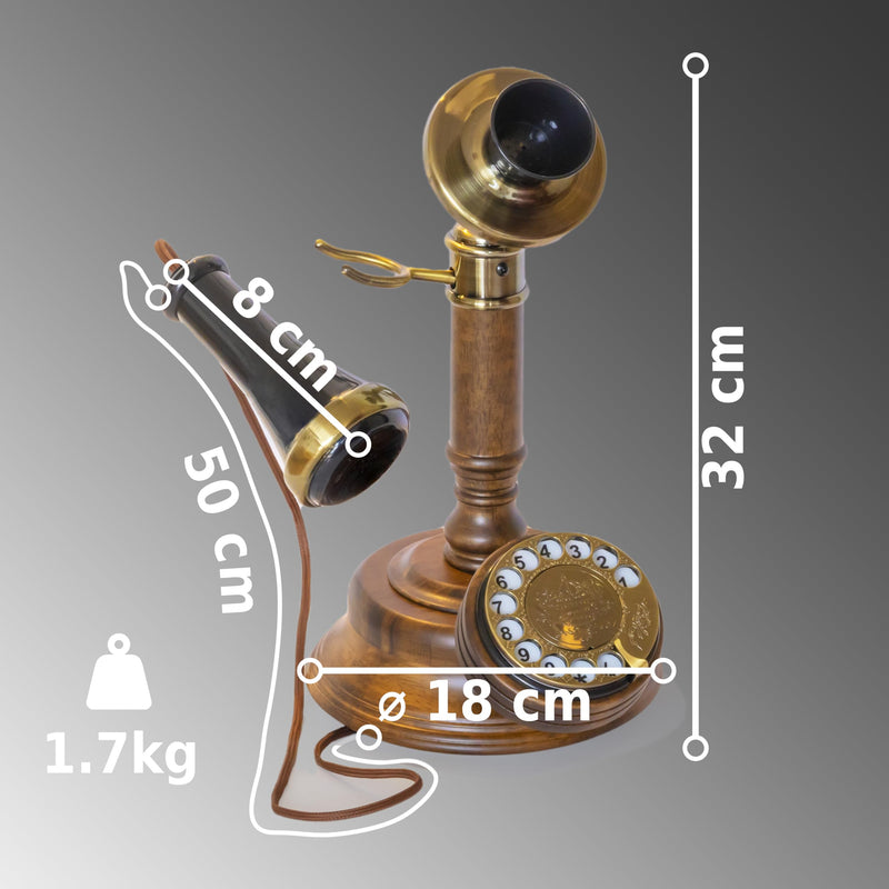 Opis 1921 Cable C: The Radio Vintage Telephone and Candlestick Phone for Home, with Modern Landline Compatibility, an Old-Fashioned Rustic Analogue Phone