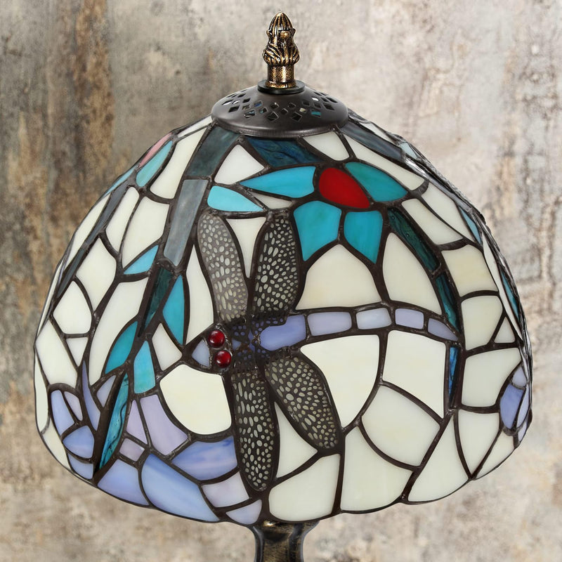 MIAOKE Stained Table Lamp Stained Glass Table Light, Handmade Desk Bedside Table Night Lamp, Antique Art Craft Gifts Lover Kid Living Room Bedroom Study Bookcase Desk Ligh