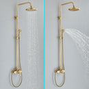 Rozin Antique Brass Shower System with 8 Inch Rain Shower Head and Hand Shower Single Handle Ready Wall Mounted Retro Shower Set
