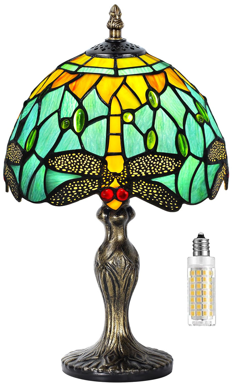 MIAOKE Stained Table Lamp Stained Glass Table Light, Handmade Desk Bedside Table Night Lamp, Antique Art Craft Gifts Lover Kid Living Room Bedroom Study Bookcase Desk Ligh