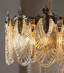 Antique Chandeliers 3-Layer Crystal Glass Chandelier, 9-Lights Round Pendant Light 23.5" Brushed Brass Gold Adjustable Height, Applicable to Dining Room, Bedroom, Living Room, Foyer, Kitchen Island