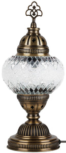 DEMMEX Handmade Colorful Mosaic Glass Table Desk Bedside Lamp Lampshade with Antique Brass Base, Small 11.8x5.5 in. (Middle East Rug)