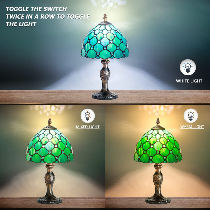 MIAOKE Stained Table Lamp Stained Glass Table Light, Handmade Desk Bedside Table Night Lamp, Antique Art Craft Gifts Lover Kid Living Room Bedroom Study Bookcase Desk Ligh