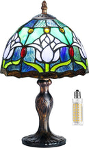 MIAOKE Stained Table Lamp Stained Glass Table Light, Handmade Desk Bedside Table Night Lamp, Antique Art Craft Gifts Lover Kid Living Room Bedroom Study Bookcase Desk Ligh