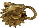 Purpledip Brass Metal Door Knocker: Antique Design Ram Head Gate Handle (11017)