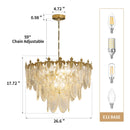 Antique Chandeliers 3-Layer Crystal Glass Chandelier, 9-Lights Round Pendant Light 23.5" Brushed Brass Gold Adjustable Height, Applicable to Dining Room, Bedroom, Living Room, Foyer, Kitchen Island