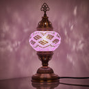 DEMMEX Handmade Colorful Mosaic Glass Table Desk Bedside Lamp Lampshade with Antique Brass Base, Small 11.8x5.5 in. (Middle East Rug)