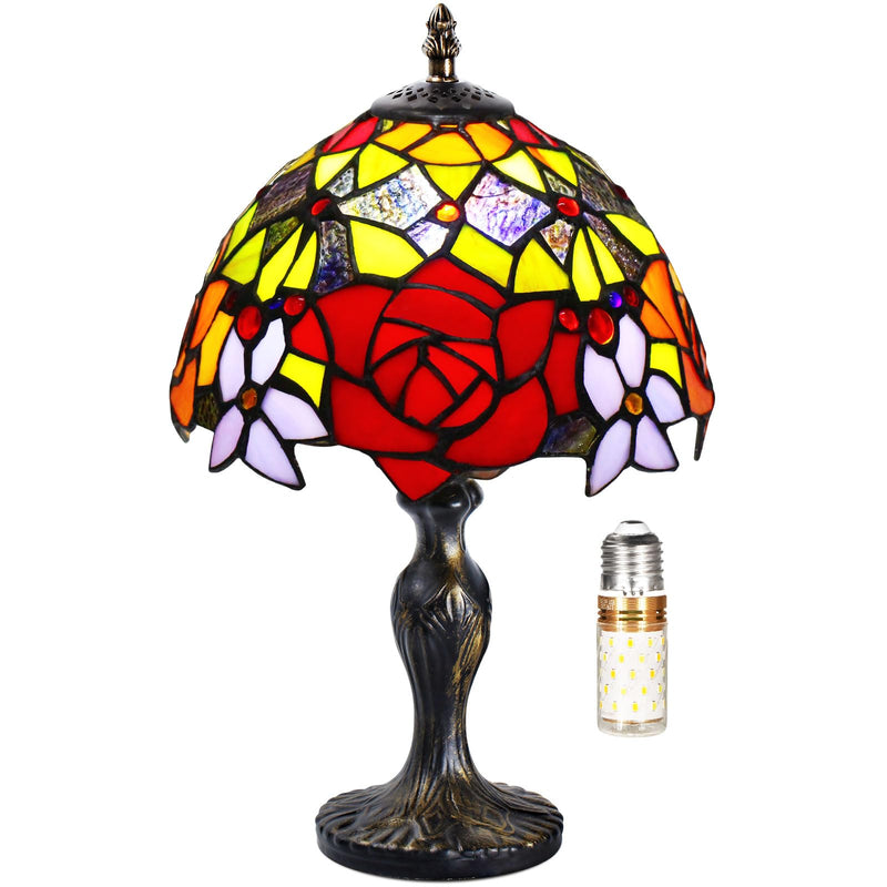 MIAOKE Stained Table Lamp Stained Glass Table Light, Handmade Desk Bedside Table Night Lamp, Antique Art Craft Gifts Lover Kid Living Room Bedroom Study Bookcase Desk Ligh