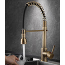 ZPSPZ Antique Brass Kitchen Tap with Pull Out Spray, 360° Swivel Hot and Cold Single Handle Retro Kitchen Mixer Taps - Brass Finish, Brown
