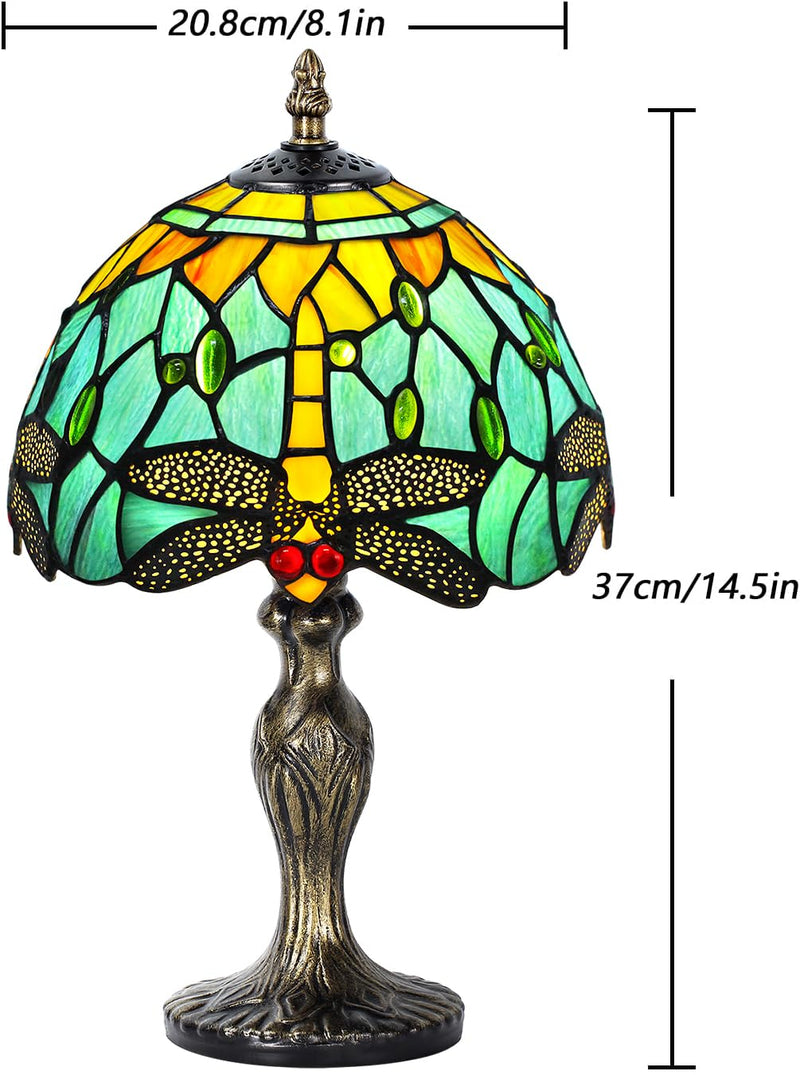 MIAOKE Stained Table Lamp Stained Glass Table Light, Handmade Desk Bedside Table Night Lamp, Antique Art Craft Gifts Lover Kid Living Room Bedroom Study Bookcase Desk Ligh