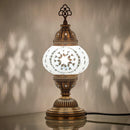 DEMMEX Handmade Colorful Mosaic Glass Table Desk Bedside Lamp Lampshade with Antique Brass Base, Small 11.8x5.5 in. (Middle East Rug)