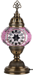 DEMMEX Handmade Colorful Mosaic Glass Table Desk Bedside Lamp Lampshade with Antique Brass Base, Small 11.8x5.5 in. (Middle East Rug)