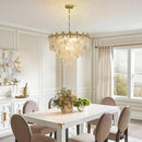 Antique Chandeliers 3-Layer Crystal Glass Chandelier, 9-Lights Round Pendant Light 23.5" Brushed Brass Gold Adjustable Height, Applicable to Dining Room, Bedroom, Living Room, Foyer, Kitchen Island