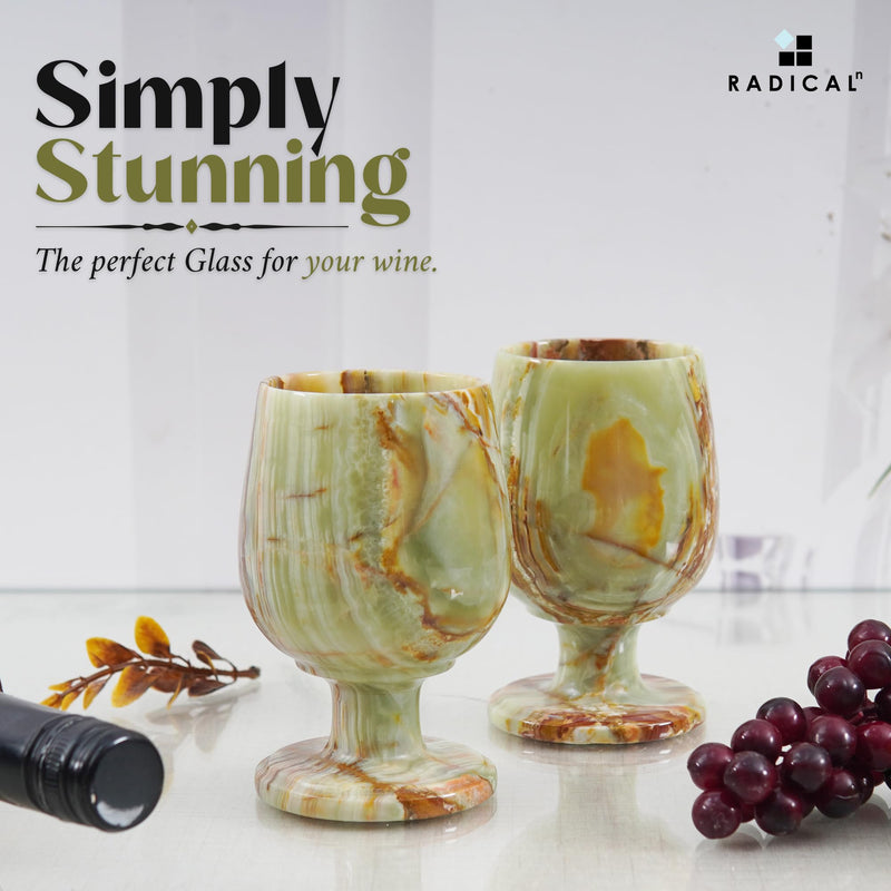 Radicaln Marble Wine Glasses 5'' Inches Marinara Handmade Glasses Drinking Set For Red and White Wine - Champagne Glasses