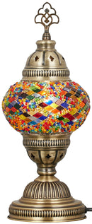 DEMMEX Handmade Colorful Mosaic Glass Table Desk Bedside Lamp Lampshade with Antique Brass Base, Small 11.8x5.5 in. (Middle East Rug)