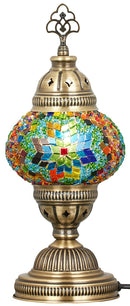 DEMMEX Handmade Colorful Mosaic Glass Table Desk Bedside Lamp Lampshade with Antique Brass Base, Small 11.8x5.5 in. (Middle East Rug)