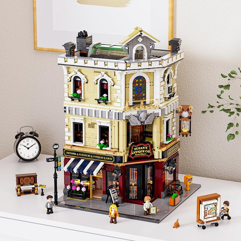 Funwhole Antique-Store Lighting Building-Bricks Set - City Town Life Corner Shop LED Light Construction Building Model Set 2847 Pcs for Adults and Teen
