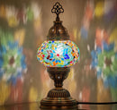 DEMMEX Handmade Colorful Mosaic Glass Table Desk Bedside Lamp Lampshade with Antique Brass Base, Small 11.8x5.5 in. (Middle East Rug)